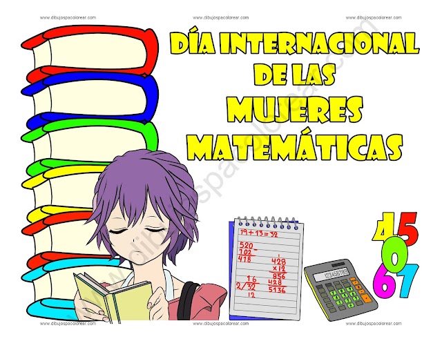 Día internacional de las Mujeres Matemáticas dibujo a color y para colorear
